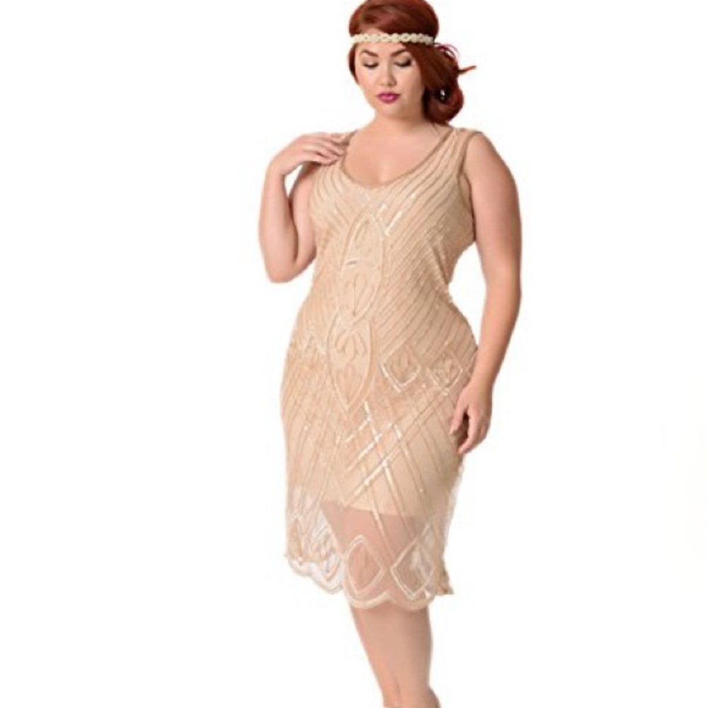 NWT UNIQUE VINTAGE Glamorous beaded flapper Dress